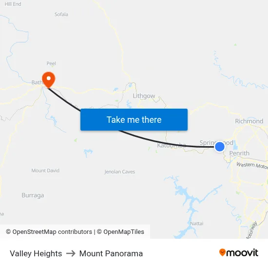Valley Heights to Mount Panorama map