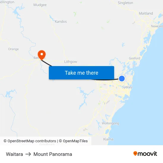 Waitara to Mount Panorama map
