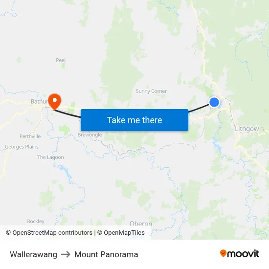 Wallerawang to Mount Panorama map