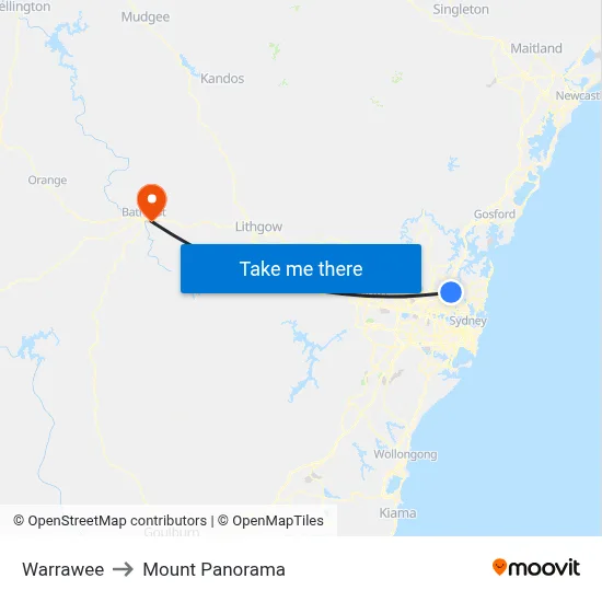 Warrawee to Mount Panorama map