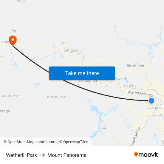 Wetherill Park to Mount Panorama map
