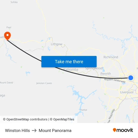 Winston Hills to Mount Panorama map