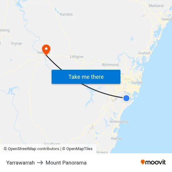 Yarrawarrah to Mount Panorama map