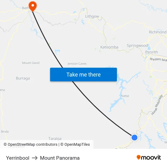 Yerrinbool to Mount Panorama map