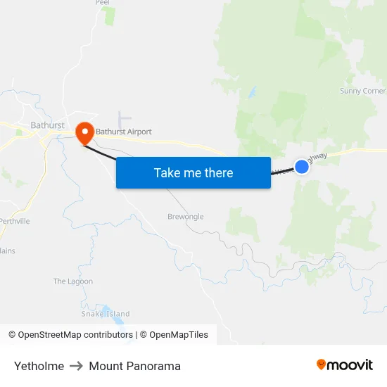 Yetholme to Mount Panorama map