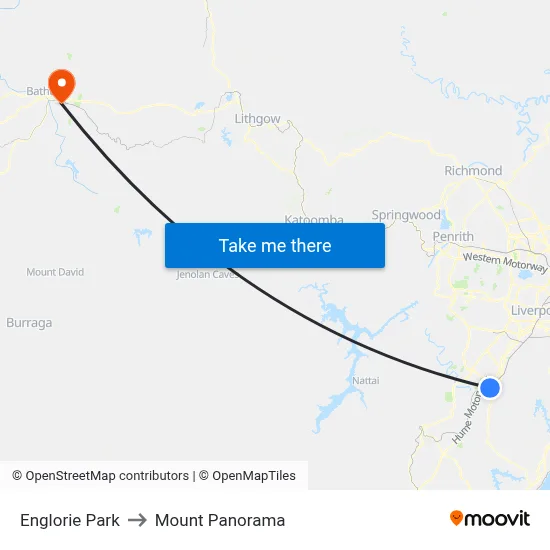 Englorie Park to Mount Panorama map
