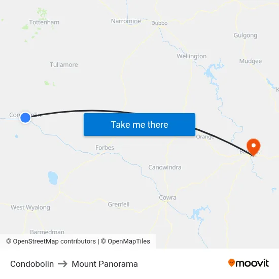 Condobolin to Mount Panorama map