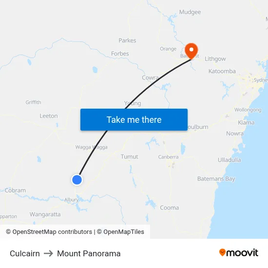 Culcairn to Mount Panorama map