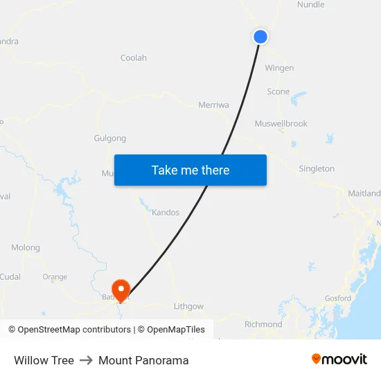 Willow Tree to Mount Panorama map