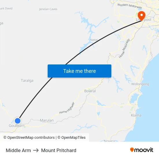 Middle Arm to Mount Pritchard map