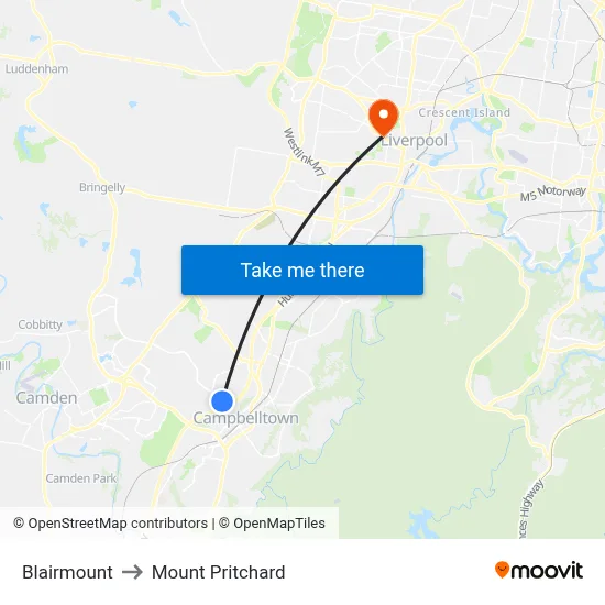 Blairmount to Mount Pritchard map