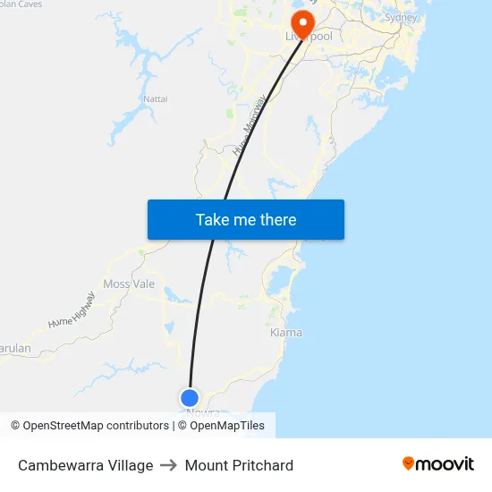 Cambewarra Village to Mount Pritchard map
