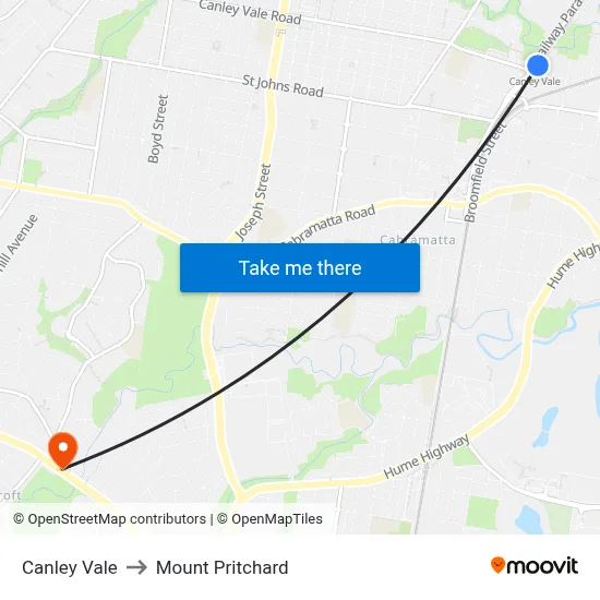 Canley Vale to Mount Pritchard map