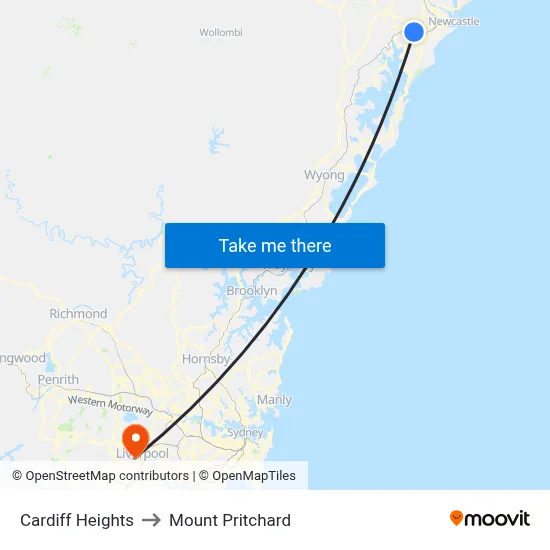 Cardiff Heights to Mount Pritchard map