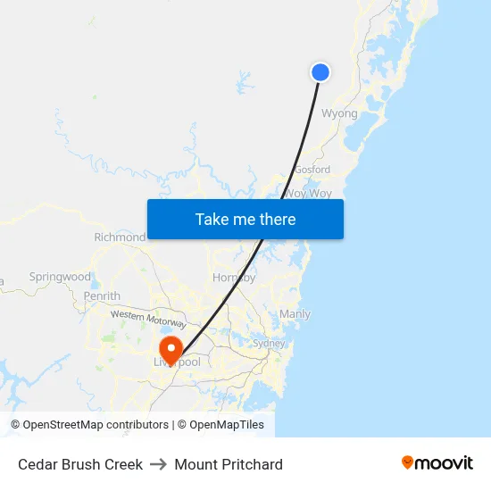 Cedar Brush Creek to Mount Pritchard map