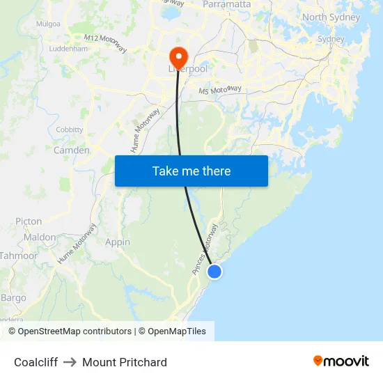Coalcliff to Mount Pritchard map