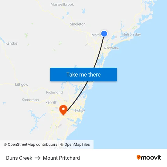 Duns Creek to Mount Pritchard map