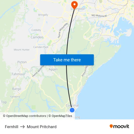 Fernhill to Mount Pritchard map