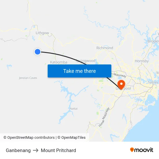 Ganbenang to Mount Pritchard map