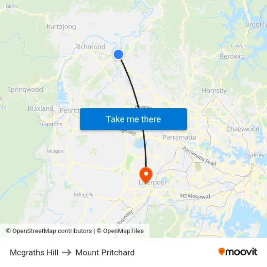 Mcgraths Hill to Mount Pritchard map