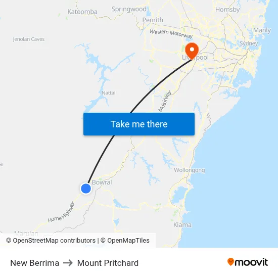 New Berrima to Mount Pritchard map