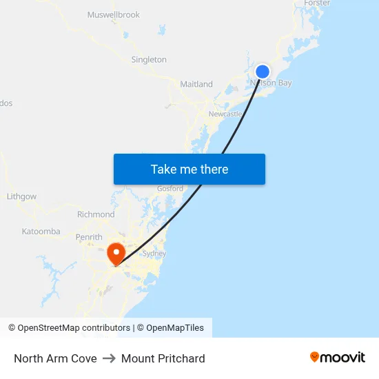 North Arm Cove to Mount Pritchard map