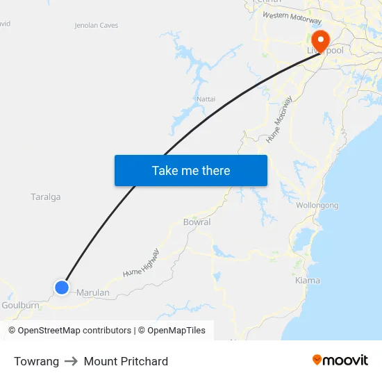 Towrang to Mount Pritchard map