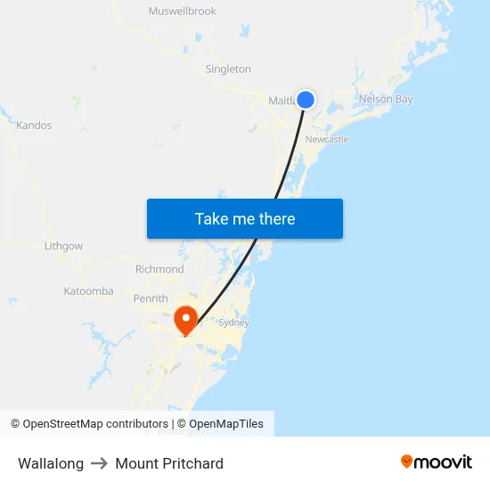 Wallalong to Mount Pritchard map