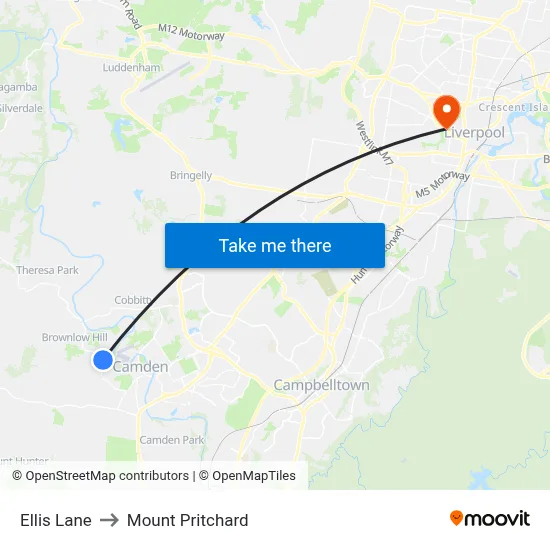 Ellis Lane to Mount Pritchard map
