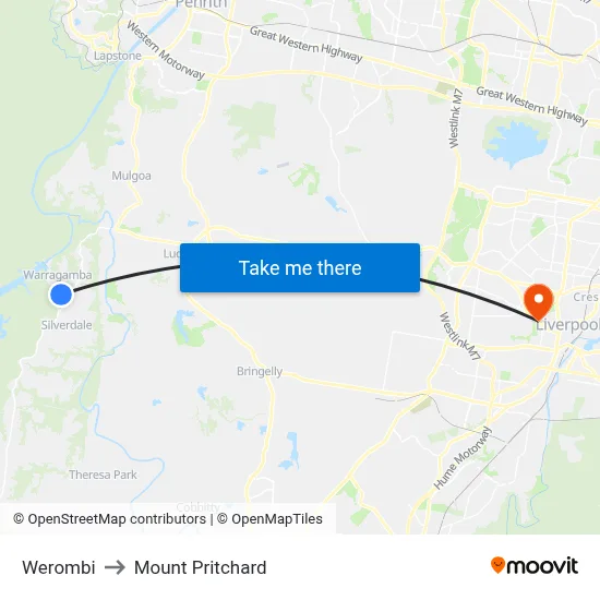 Werombi to Mount Pritchard map