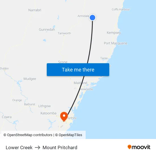 Lower Creek to Mount Pritchard map