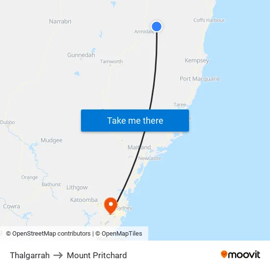 Thalgarrah to Mount Pritchard map