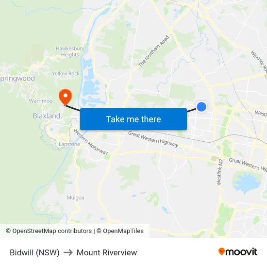Bidwill (NSW) to Mount Riverview map