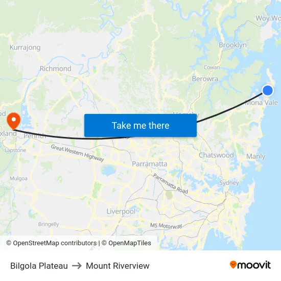 Bilgola Plateau to Mount Riverview map