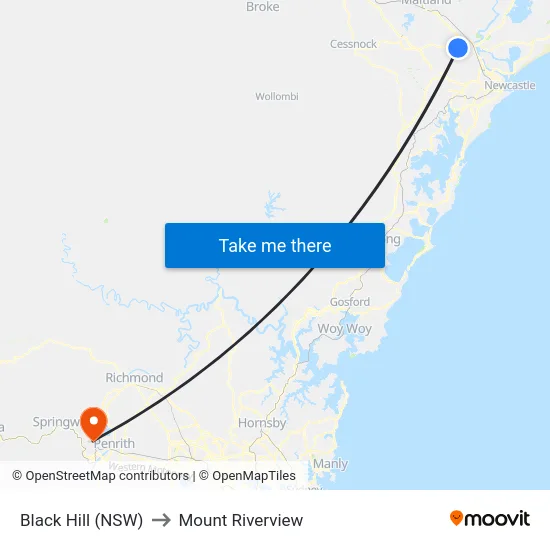 Black Hill (NSW) to Mount Riverview map