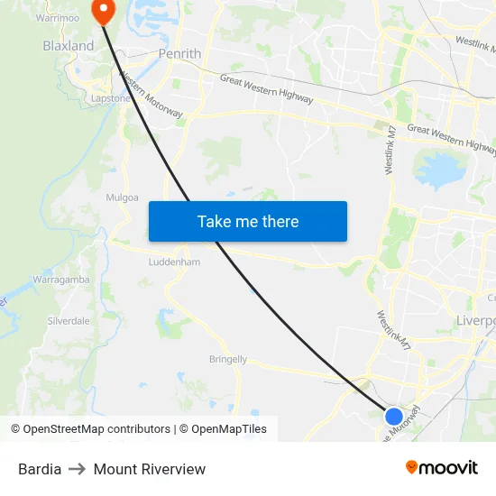 Bardia to Mount Riverview map