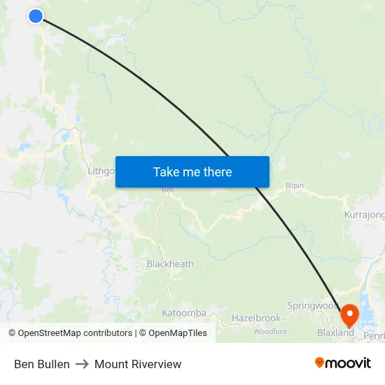 Ben Bullen to Mount Riverview map