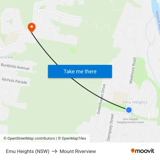 Emu Heights (NSW) to Mount Riverview map