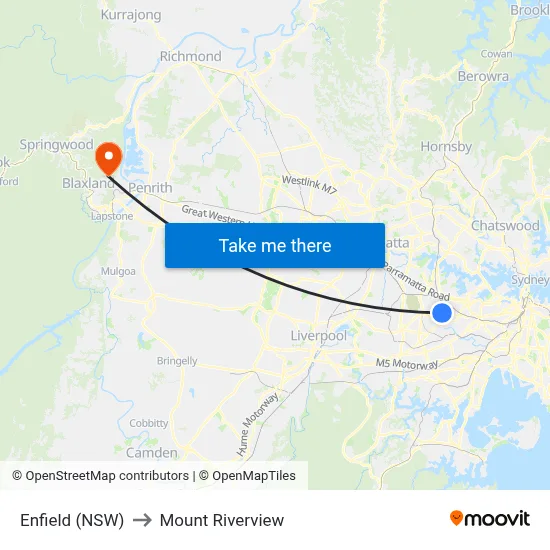 Enfield (NSW) to Mount Riverview map