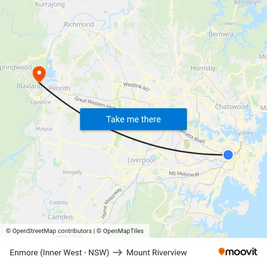 Enmore (Inner West - NSW) to Mount Riverview map