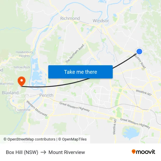 Box Hill (NSW) to Mount Riverview map