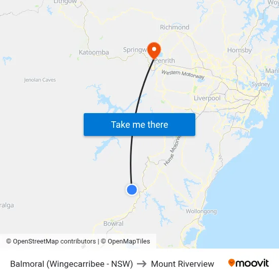Balmoral (Wingecarribee - NSW) to Mount Riverview map