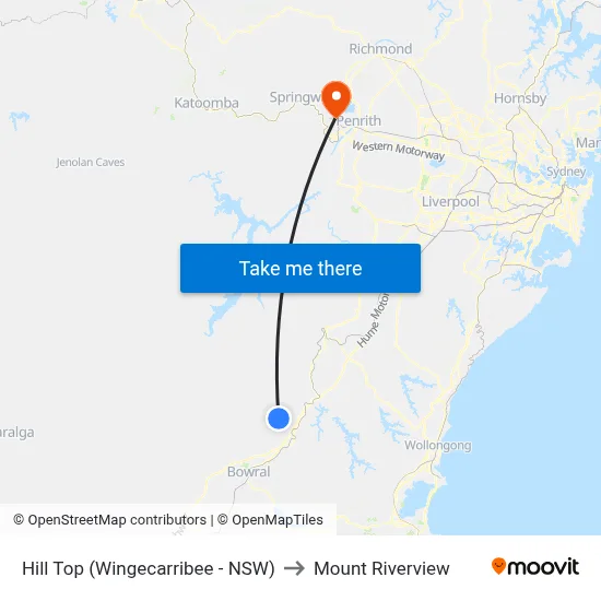 Hill Top (Wingecarribee - NSW) to Mount Riverview map