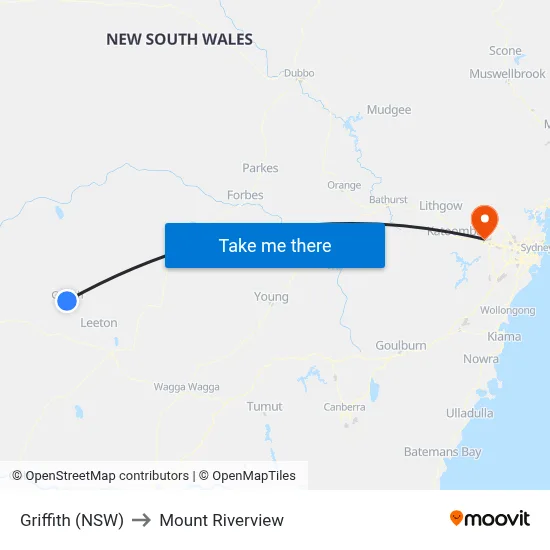Griffith (NSW) to Mount Riverview map