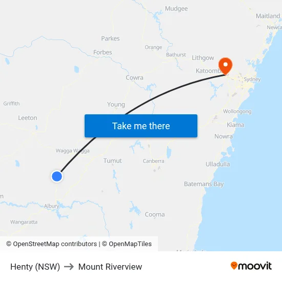 Henty (NSW) to Mount Riverview map