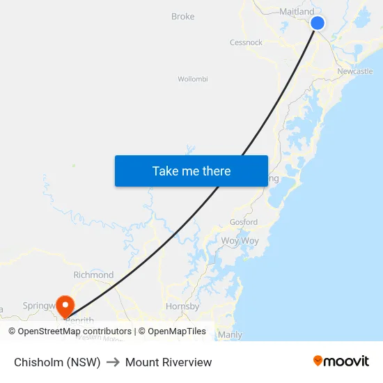 Chisholm (NSW) to Mount Riverview map