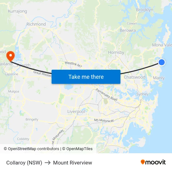 Collaroy (NSW) to Mount Riverview map