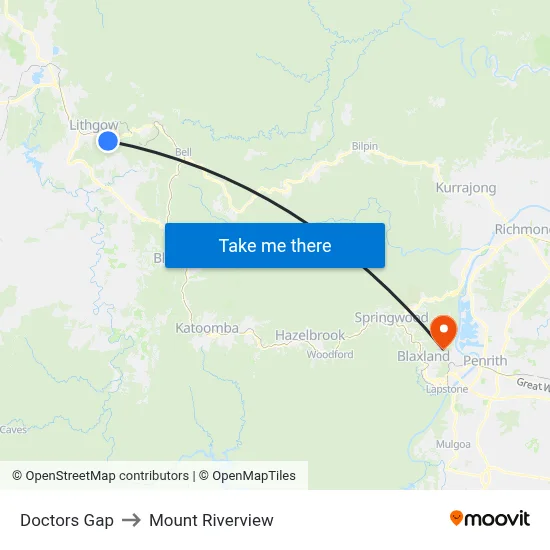 Doctors Gap to Mount Riverview map