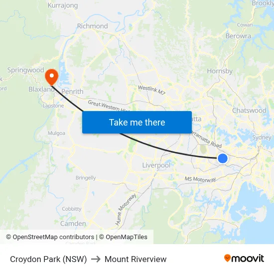 Croydon Park (NSW) to Mount Riverview map
