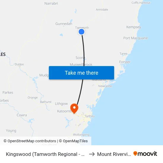 Kingswood (Tamworth Regional - NSW) to Mount Riverview map